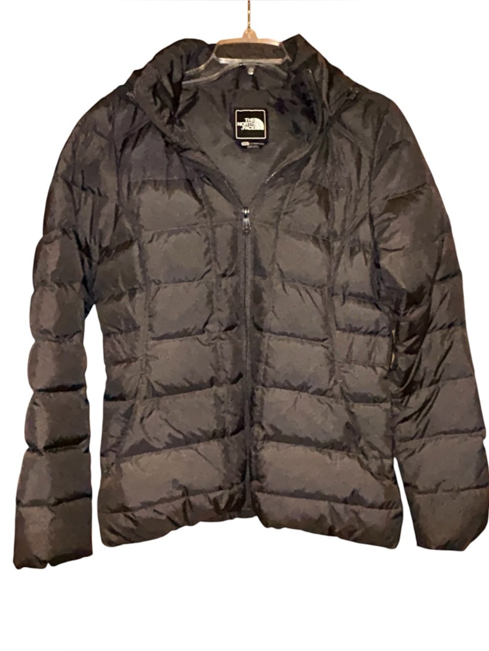 The North Face 550 Goose Down Puffer Jacket Womens Medium Faux Fur Hood Gray